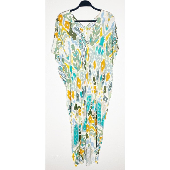 ZARA Women's Cat Eye Multicolor Metallic V Neck Kaftan Boho Blogger Favorite - Picture 8 of 14